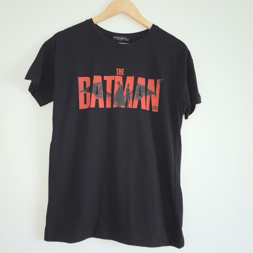 NWT Stradivarius Woman Black Batman Tee Size S